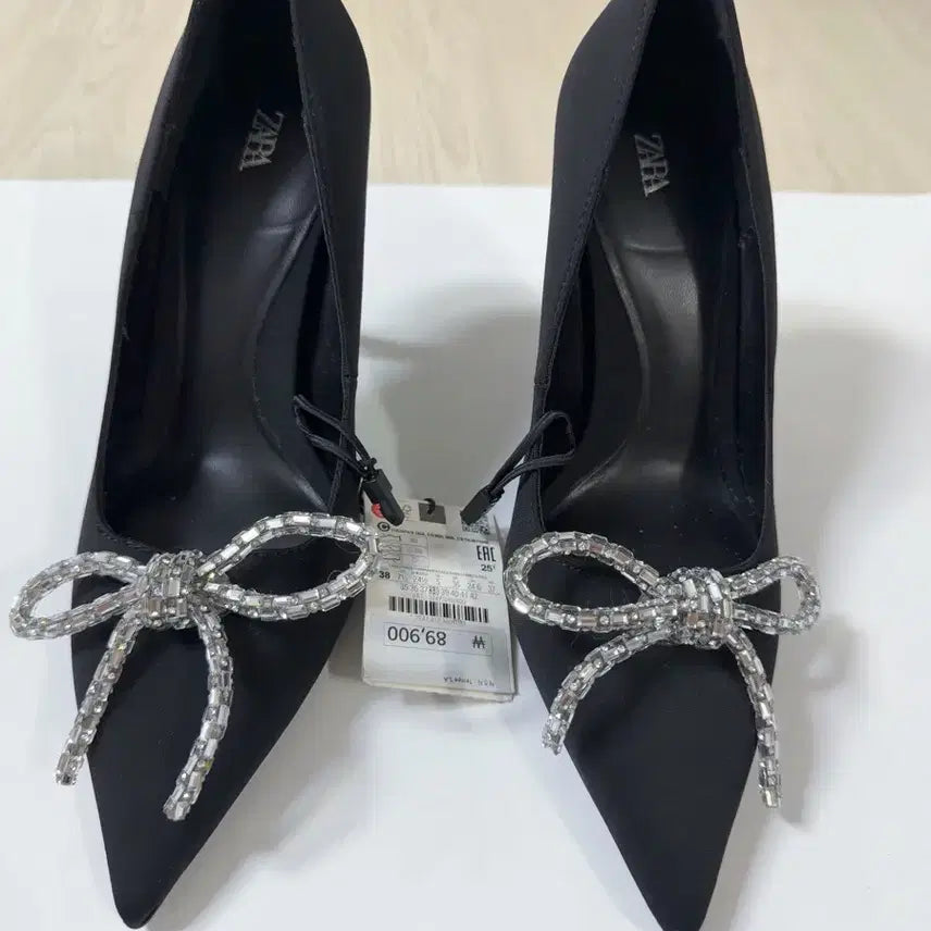 [BUNJANG] Zara Jewel Ribbon Heels / 자라 리본 힐