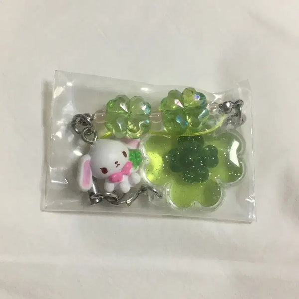 [BUNJANG] Sanrio Shirousa Four-Leaf Clover Charm / 산리오 시로우사 무네큥 행운 키링 네잎클로버