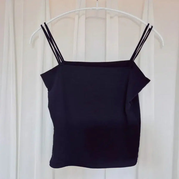 [BUNJANG] Hipnatic Double Strap Crop Tank Top Innerwear Black / 히프나틱 자체제작 두줄 크롭 나시 이너웨어 블랙