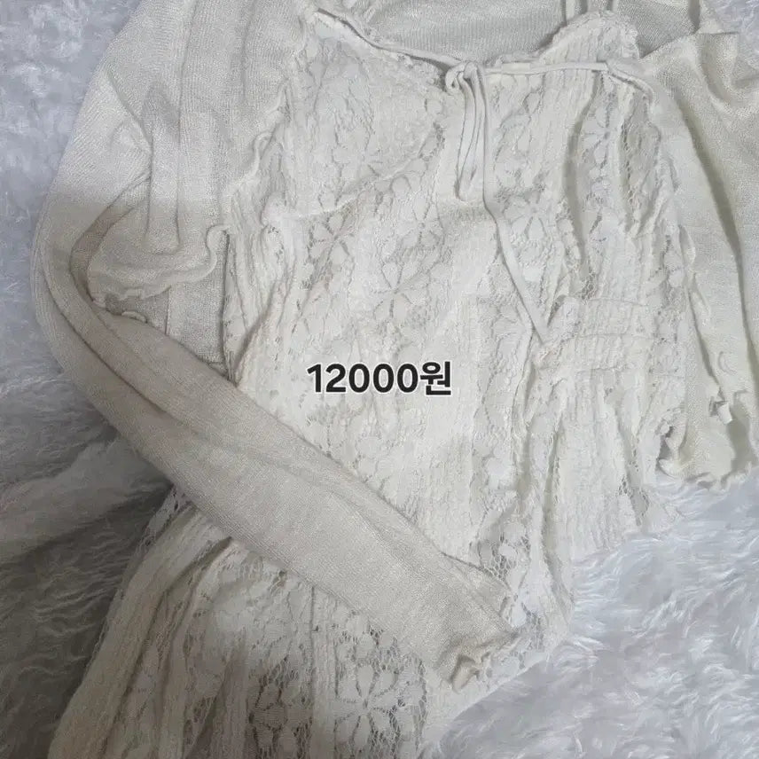 [BUNJANG] Slim Fit Lace Tank Top Cardigan Set - Ivory / 모리걸 슬림핏 레이스 나시 가디건 세트 아이보리 에이블리 판매