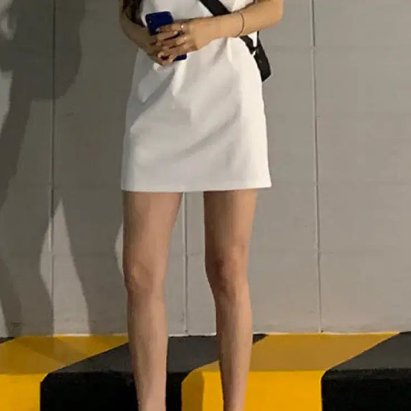 [BUNJANG] Simple Short-Sleeve Mini Dress / 데일리 미니 원피스