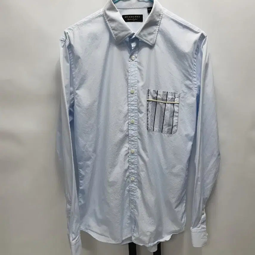 [BUNJANG] Burberry Long Sleeve Shirt with Pocket / 버버리 셔츠 포켓 긴팔 남방 블루