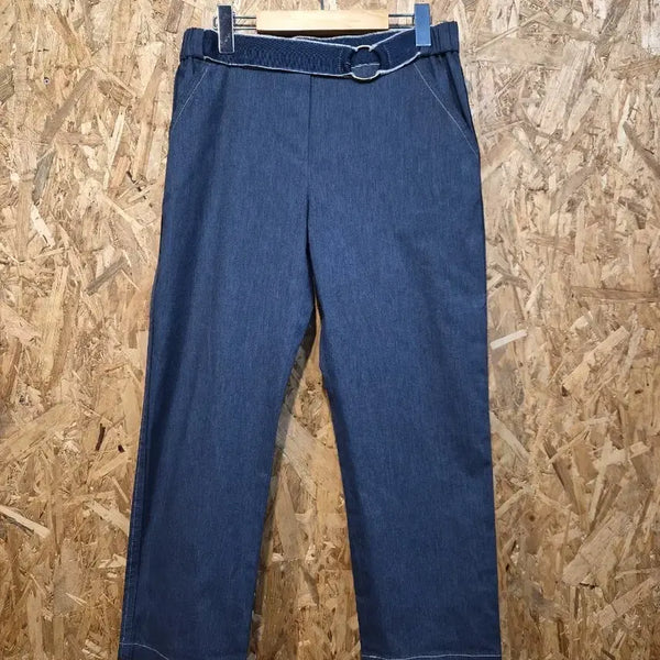 [BUNJANG] SJSJ Banding Denim-Like Pants with Ring Belt Detail / SJSJ 밴딩 데님라이크 팬츠 링벨트 포인트