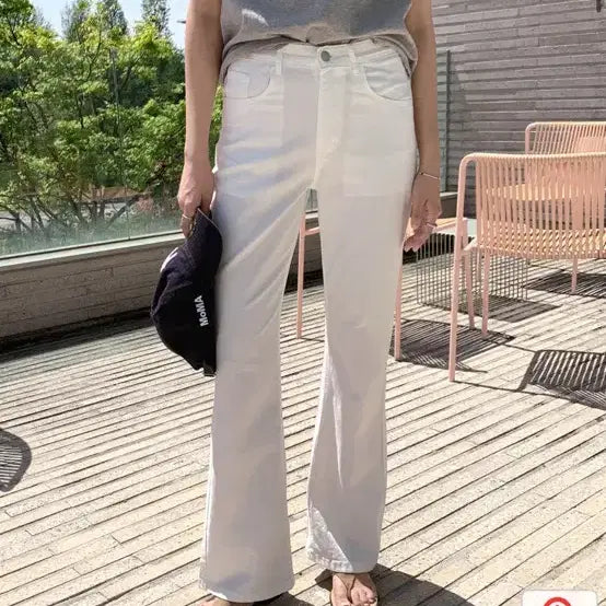 [BUNJANG] 66Girls Cool Cotton Bootcut Pants XL White / 육육걸즈 부츠컷 얇은쿨코튼 부츠컷 xl 화이트