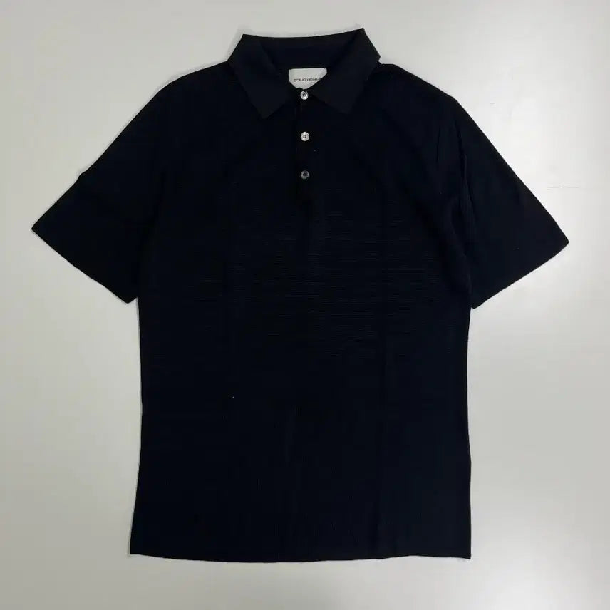 [BUNJANG] Solid Homme PK Silk Collar Knit Short Sleeve T-Shirt / [정품] 솔리드 옴므 PK 실크 카라 니트 반팔