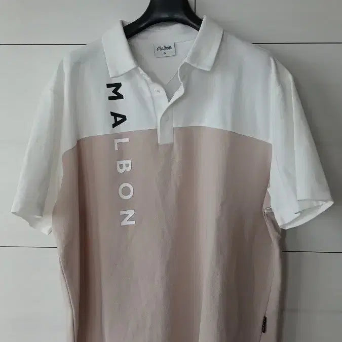 [BUNJANG] Malbon Golf Short Sleeve Polo Shirt Beige/White XL / 이사중 빠른구매 말본 반팔 카라티 베이지 화이트 105  XL
