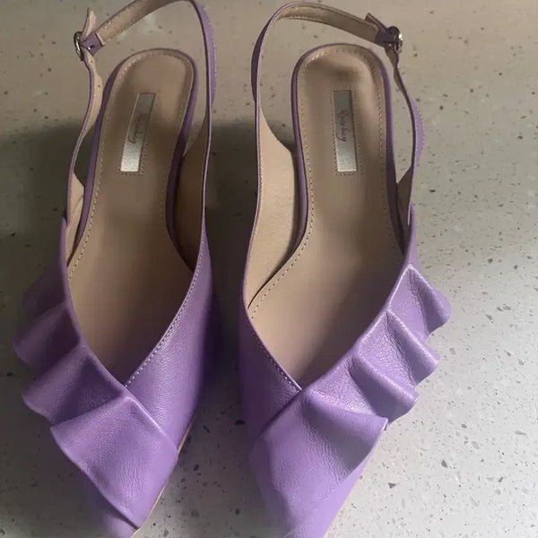 [BUNJANG] Rosebay Handmade Wave Sling Heels (Lavender) / 로즈베이 핸드메이드 웨이브 슬링 힐 (라벤더)