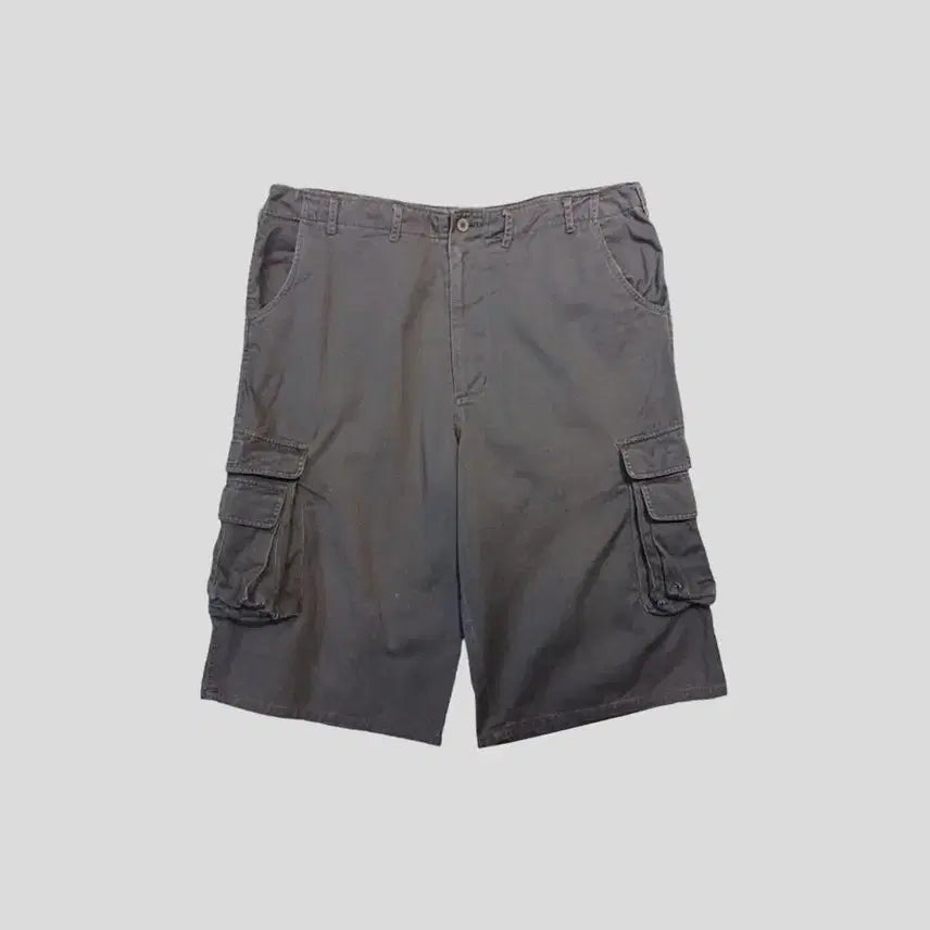[BUNJANG] Vintage Pigment Cotton Cargo Pocket Military Bermuda Shorts (36-38) / 빈티지 피그먼트 브라운 그레이 사이드신치 카고포켓 밀리터리 코튼 버뮤다 반바지 하프팬츠 36-38
