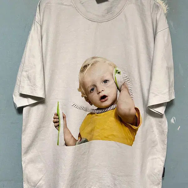 [BUNJANG] ADLV Baby Face Telephone Oversized T-Shirt XL / ADLV 아크메드라비 베이비페이스 텔레폰 남자 반팔티 오버핏 XL 105