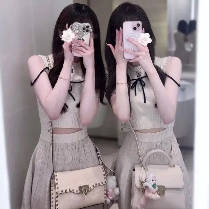 [BUNJANG] Darich Rib Open String Knit Dress / Darich 다리치 허리 오픈 스트링 니트원피스 양산형 스나계 미셸마카롱