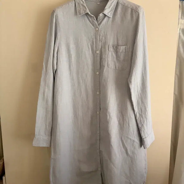 [BUNJANG] MUJI 100% Linen Long Shirt Dress / 무인양품MUJI 린넨100%롱셔츠 겸 원피스/55-66