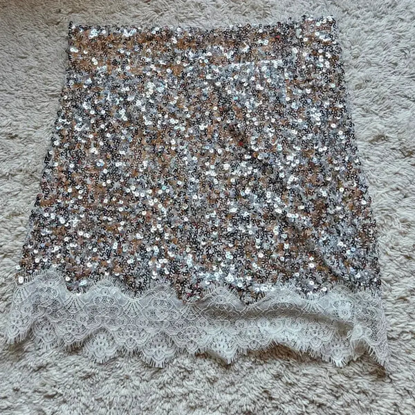 [BUNJANG] Sequin Lace Trimmed Dance Skirt / 스팽클 댄스복 치마