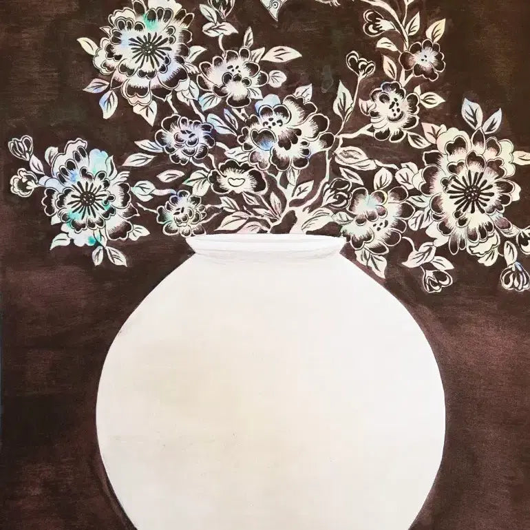 [BUNJANG] Gawon Kim Minseo 'Golden Shadow Moon Jar' Korean Painting / 황금그림자 달항아리