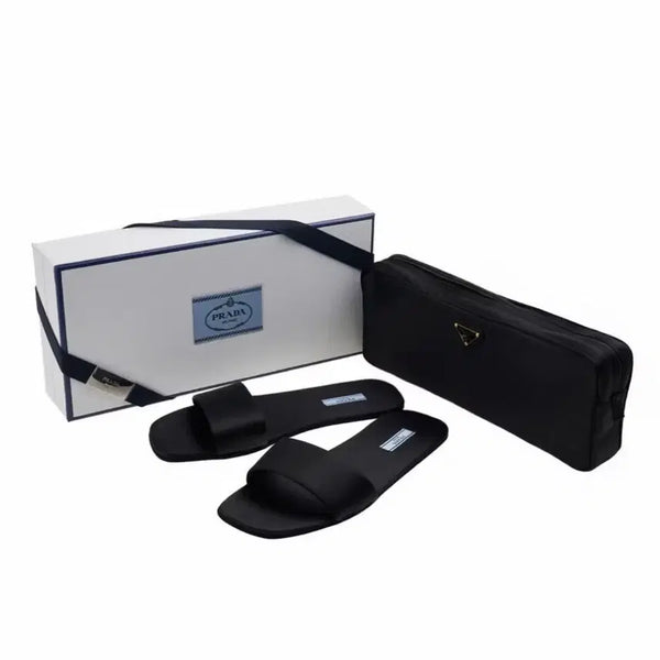 [BUNJANG] Prada Black Satin Slipper Pouch Set / (새상품)프라다 블랙 새틴 슬리퍼 파우치 세트