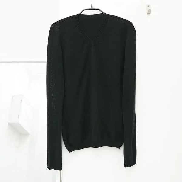 [BUNJANG] Yohji Yamamoto V-neck Cotton Knit Top / 요지야마모토 브이넥 코튼 니트탑