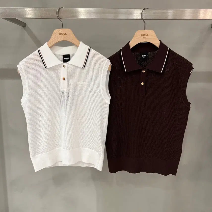 [BUNJANG] Boss Golf Mesh Sleeveless Sweater / 보스골프 메쉬 폴로 슬리브리스 스웨터