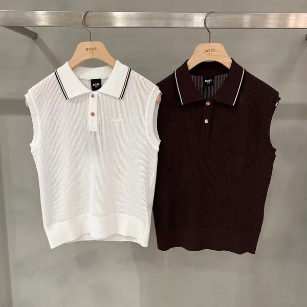 [BUNJANG] Boss Golf Mesh Sleeveless Sweater / 보스골프 메쉬 폴로 슬리브리스 스웨터
