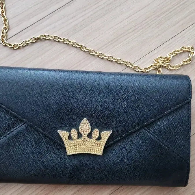 [BUNJANG] J.ESTINA Chain Crossbody Bag Black Crown Accent / 제이에스티나 체인 크로스백 블랙 왕관 장식