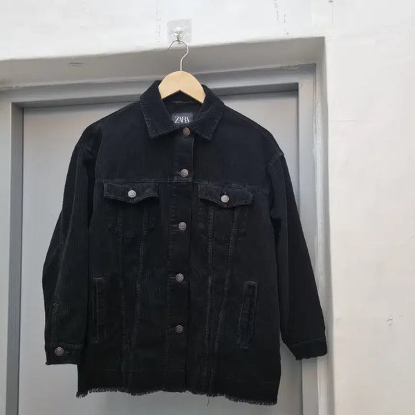 [BUNJANG] Zara Corduroy Black Jacket XXS / 자라 코듀로이 블랙 자켓 xxs