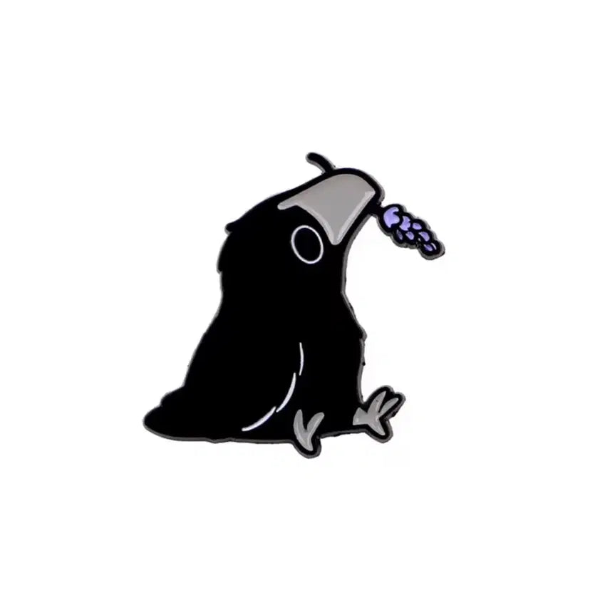 [BUNJANG] Raven Illustration Brooch / 까마귀 일러스트 뱃지