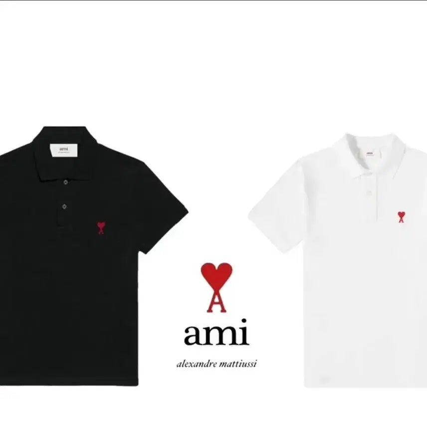 [BUNJANG] AMI Paris Small Heart Logo Short Sleeve Polo Shirt / [당일 발송] 아미 스몰 하트 로고 반팔 카라티 피케셔츠