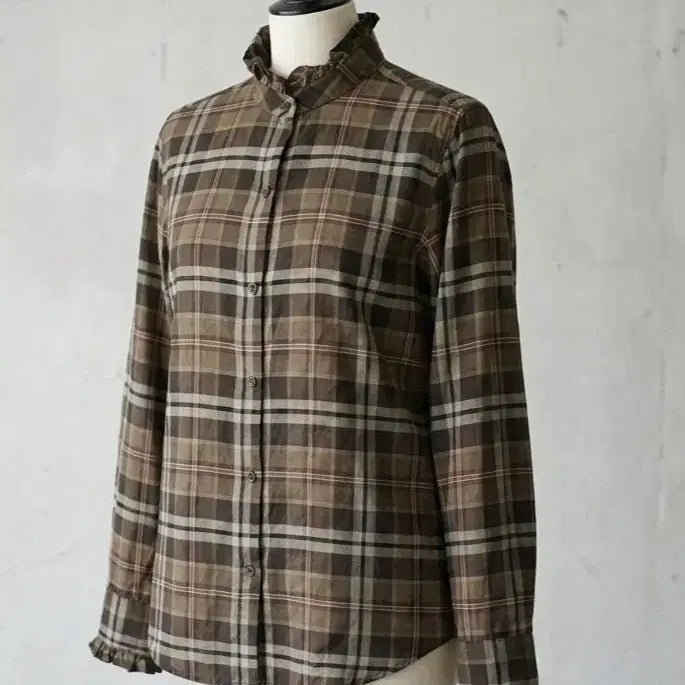 [BUNJANG] NILI LOTAN Checked Ruffle Shirt XS / 닐리 로탄(NILI LOTAN) 정품 체크 러플 셔츠.XS / 날씬55