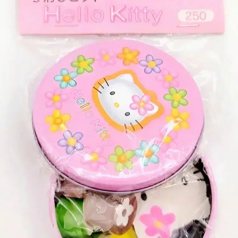 [BUNJANG] Sanrio Hello Kitty Tin Case & Eraser Set / 카오하나 키티 틴케이스, 꽃 키티 지우개 세트