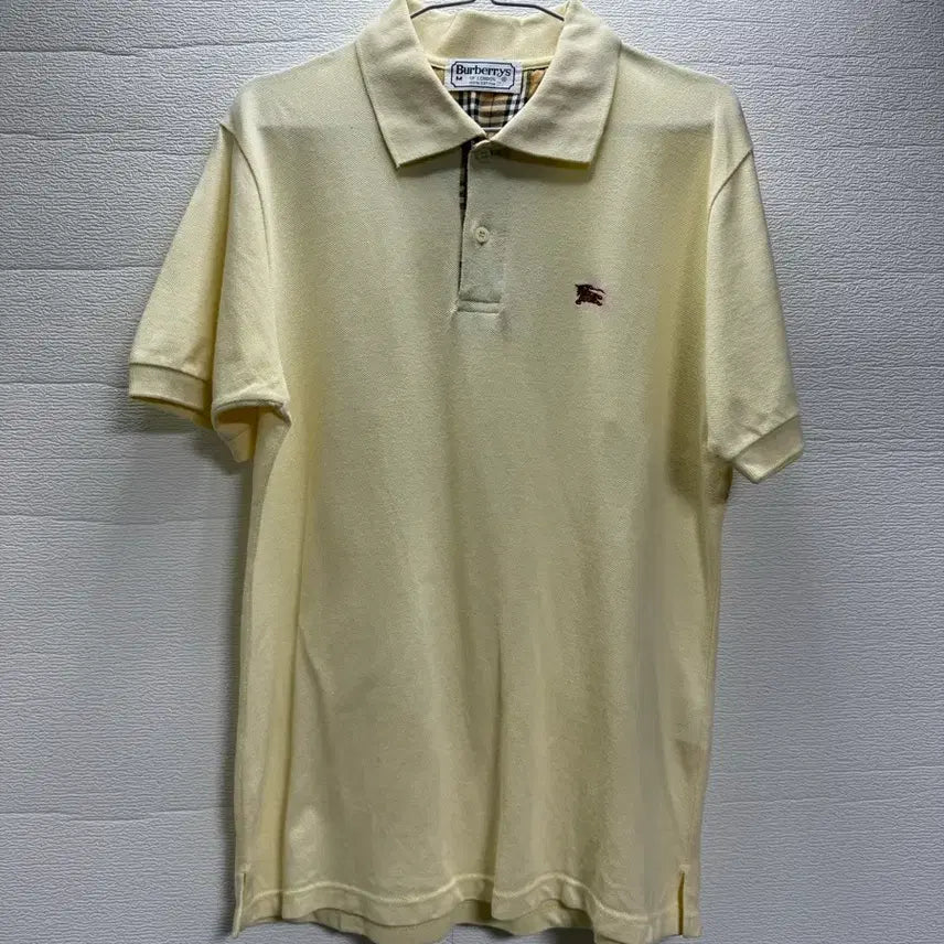 [BUNJANG] Burberry Vintage Check Collar Short Sleeve Polo Shirt Yellow / BURBERRYS 버버리 빈티지 반팔 카라티 옐로우