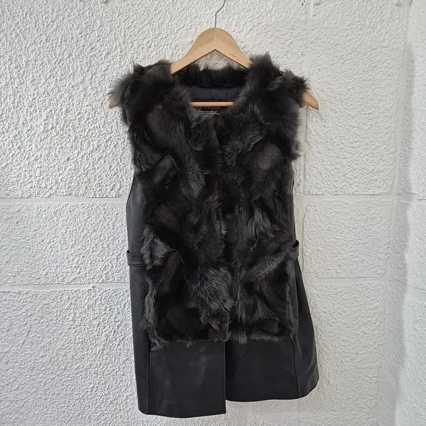 [BUNJANG] Sheepskin Leather Fox Fur Vest / 양가죽 폭스퍼 배색 베스트