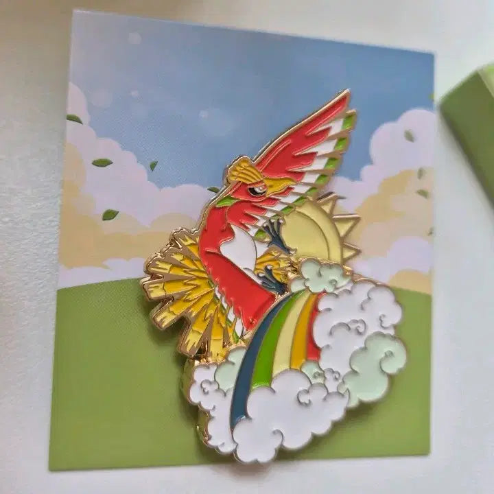 [BUNJANG] Isak Toast Moltres Metal Badge Set / 이삭 토스트 칠색조 메탈 뱃지, 박스, 쇼핑백