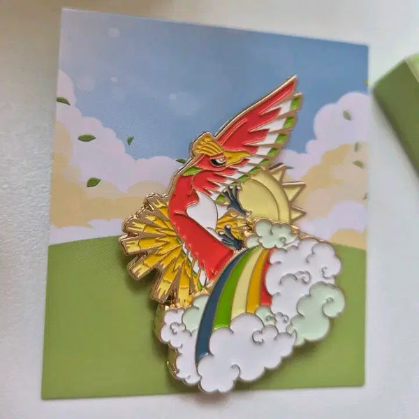 [BUNJANG] Isak Toast Moltres Metal Badge Set / 이삭 토스트 칠색조 메탈 뱃지, 박스, 쇼핑백