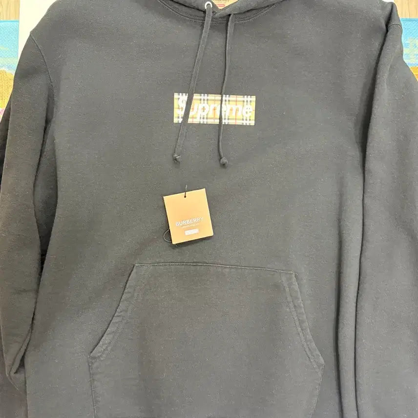 [BUNJANG] Supreme x Burberry Box Logo Hoodie Black / 슈프림 X 버버리 박스로고 후드 L 사이즈 상태완전좋아요
