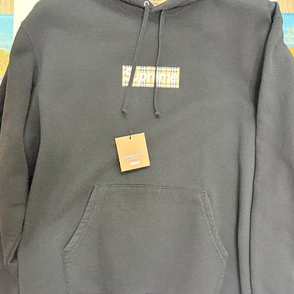 [BUNJANG] Supreme x Burberry Box Logo Hoodie Black / 슈프림 X 버버리 박스로고 후드 L 사이즈 상태완전좋아요
