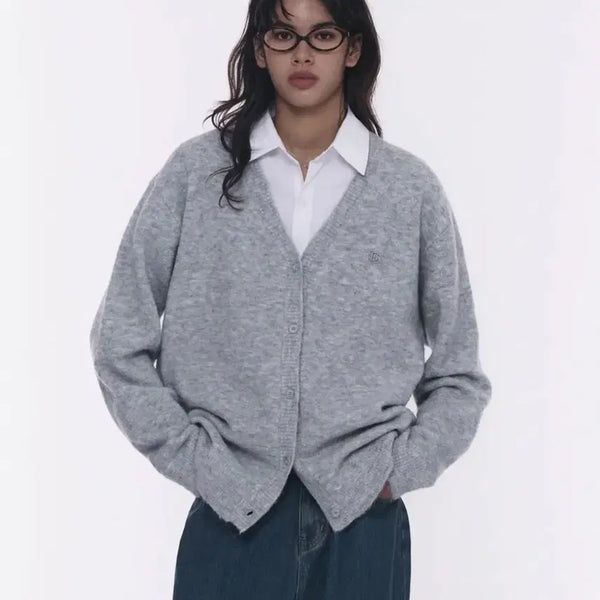 [BUNJANG] Place Studio Soft Daily Oversized V-Neck Knit Sleeve Cardigan Jacket / 플레이스스튜디오 소프트 데일리 오버핏 브이넥 니트 슬리브 가디건 자켓