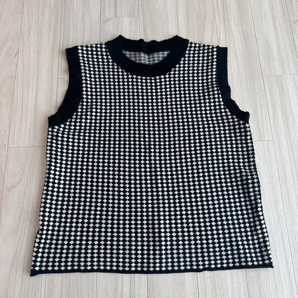 [BUNJANG] Check Knit Vest / 체크 니트 조끼