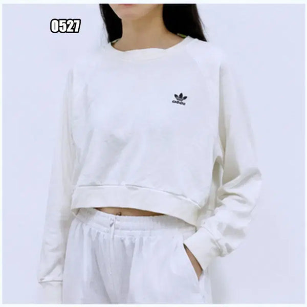 [BUNJANG] Adidas Firebird Logo White Cropped Sweatshirt / M 아디다스 파이어버드 로고 화이트 크롭 맨투맨
