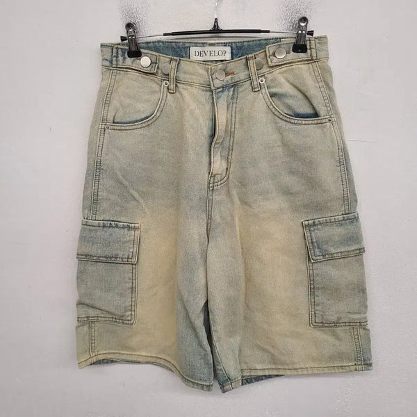 [BUNJANG] DEVELOP 27-inch Washed Denim Cargo Shorts / [27 inch] DEVELOP 워싱 데님 카고 반바지