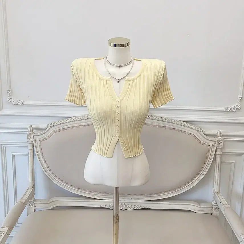 [BUNJANG] Maro Crop Cardigan + Lace A-Line Skirt Set / 마로 크롭 가디건+레이스 A라인 스커트(L) SET