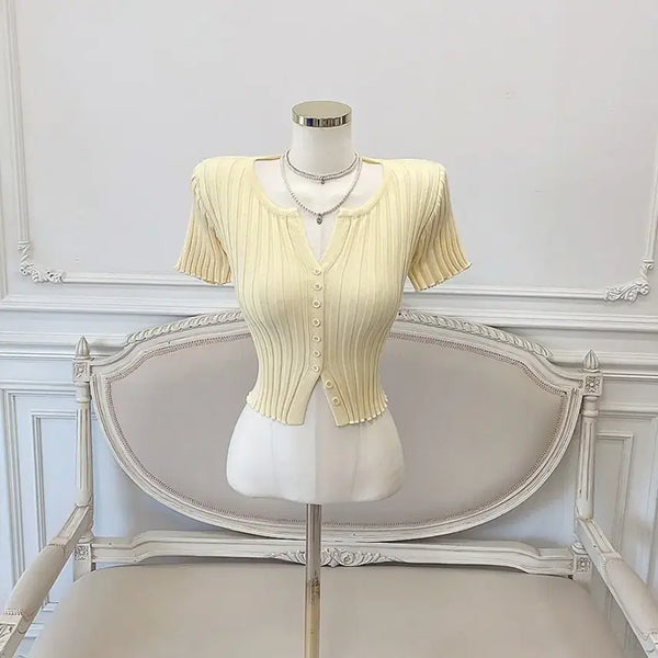 [BUNJANG] Maro Crop Cardigan + Lace A-Line Skirt Set / 마로 크롭 가디건+레이스 A라인 스커트(L) SET