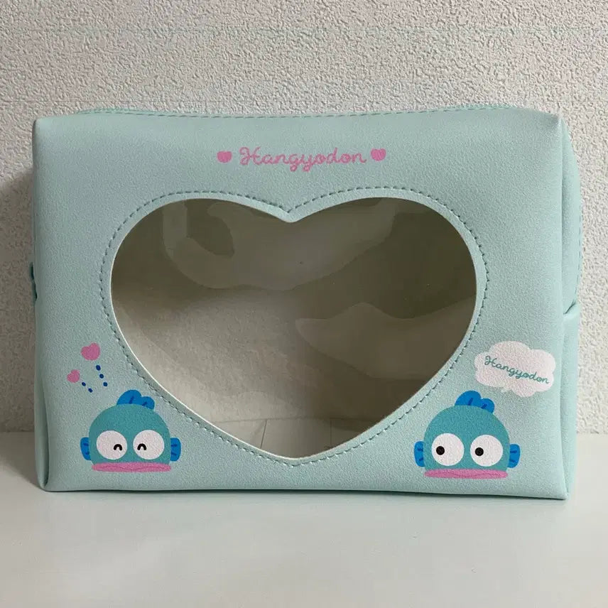 [BUNJANG] Hangyodong Sky Blue Heart Transparent Pouch / 한교동 하늘색 하트 투명창 파우치