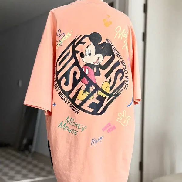 [BUNJANG] Disney Mickey Mouse Peach Color Short Sleeve T-Shirt Unisex / 디즈니 미키마우스 피치색  반팔 티셔츠 /unisex