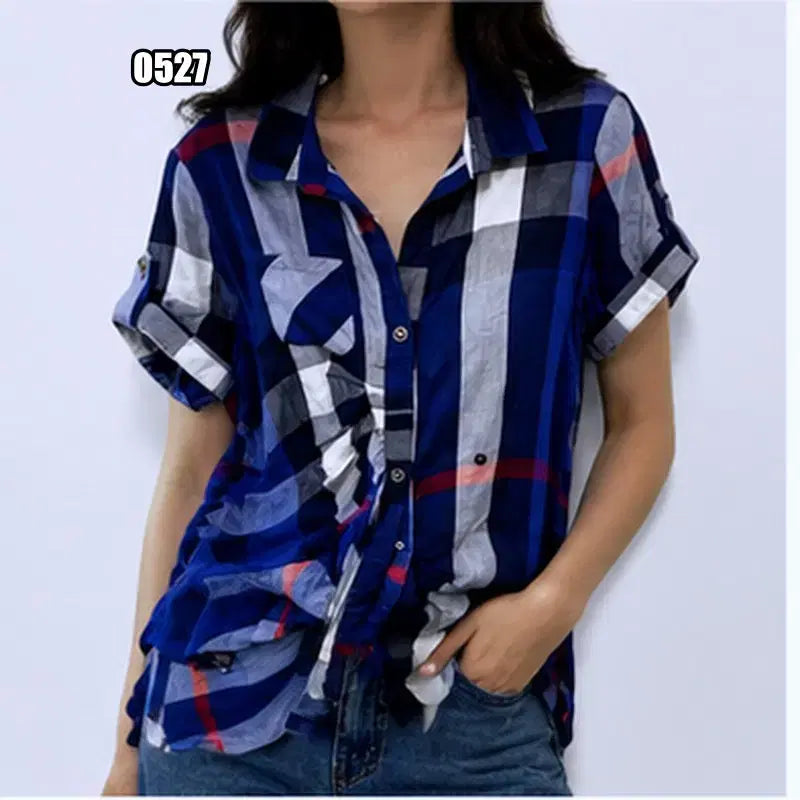 [BUNJANG] Burberry Check Pattern Short-Sleeve Shirt / M 버버리 체크 패턴 여성 반소매 셔츠
