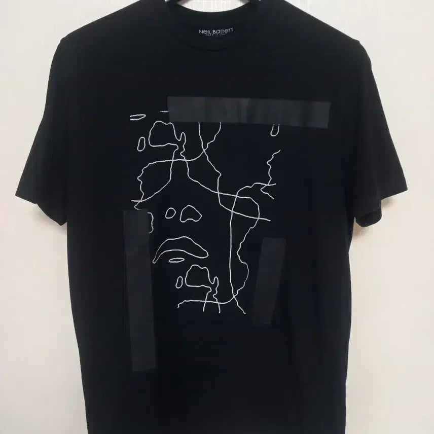 [BUNJANG] Neil Barrett Coated Print Neck T-Shirt Size 95 / 닐바렛 코팅 프린트넥 95