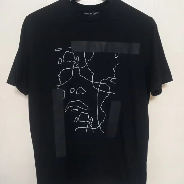 [BUNJANG] Neil Barrett Coated Print Neck T-Shirt Size 95 / 닐바렛 코팅 프린트넥 95