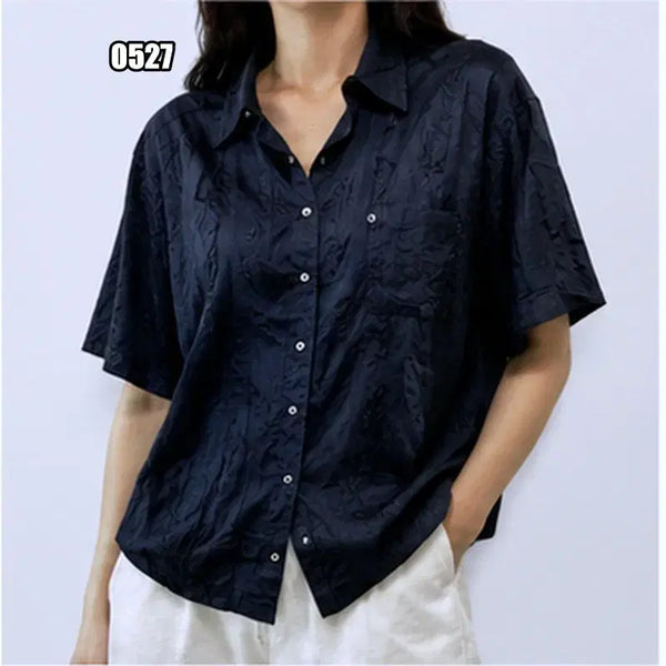 [BUNJANG] Valentino Amadeo Black Jacquard Short Sleeve Shirt / L 발렌티노 아메데오 블랙 자카드 반팔 셔츠