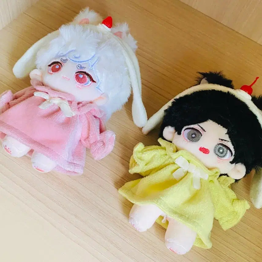 [BUNJANG] 10cm Plush Doll Clothes Set: Melon Soda & Strawberry Cream / 10cm 폭신원피스 인형옷 메론소다 딸기크림 솜인형옷 양도 떨옷 옷장