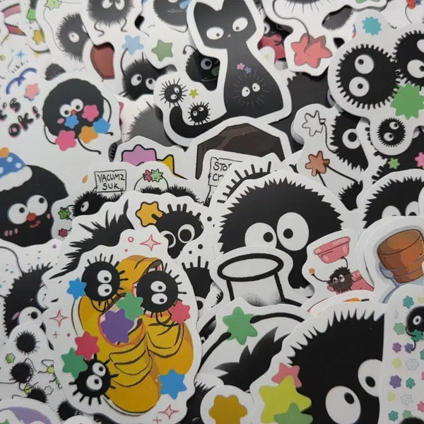 [BUNJANG] Ghibli Spirited Away Cat & Totoro Die-Cut Sticker Set / [54조각] 검댕이먼지 조각스티커 인컷 지브리 센과치히로센치행토토로고양이