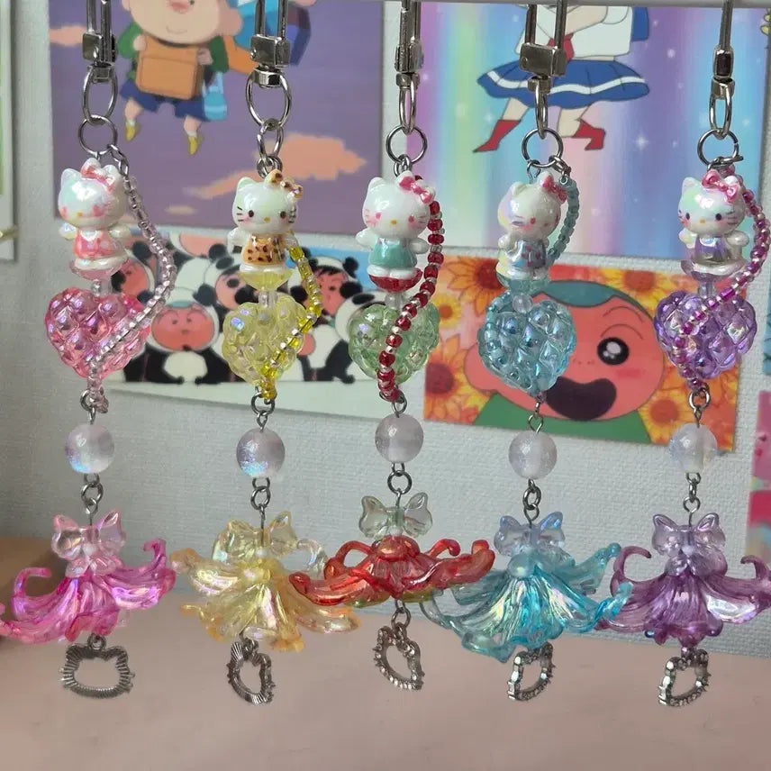 [BUNJANG] Heart Charm Beaded Keychain / 하트키리키링 비즈키링