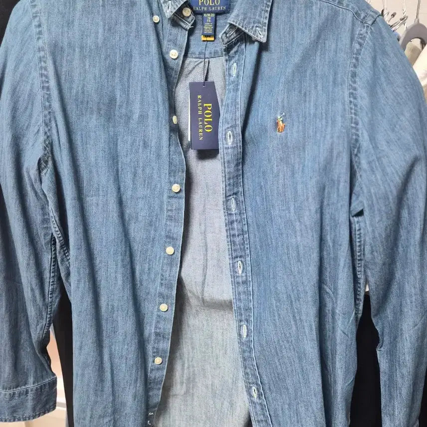 [BUNJANG] Polo Boys LX Denim Shirt Dark Blue (New) / 정품 폴로 보이즈 lx 데님 셔츠 정품 새상품