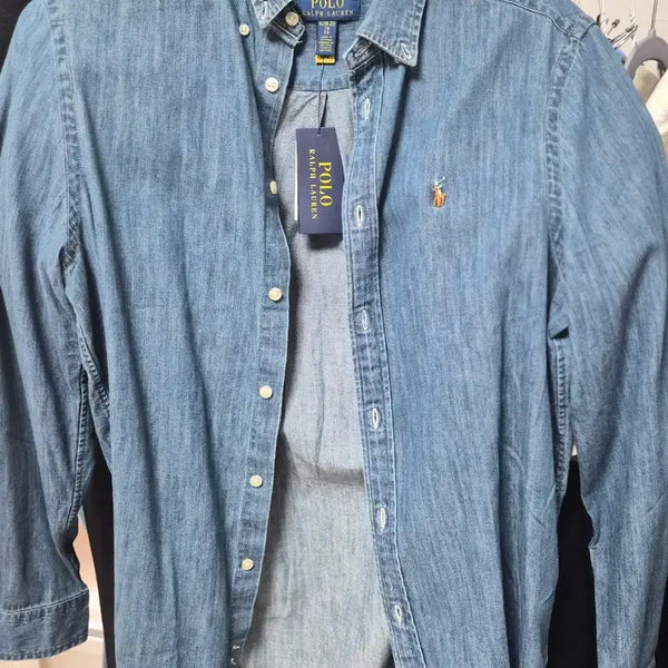 [BUNJANG] Polo Boys LX Denim Shirt Dark Blue (New) / 정품 폴로 보이즈 lx 데님 셔츠 정품 새상품